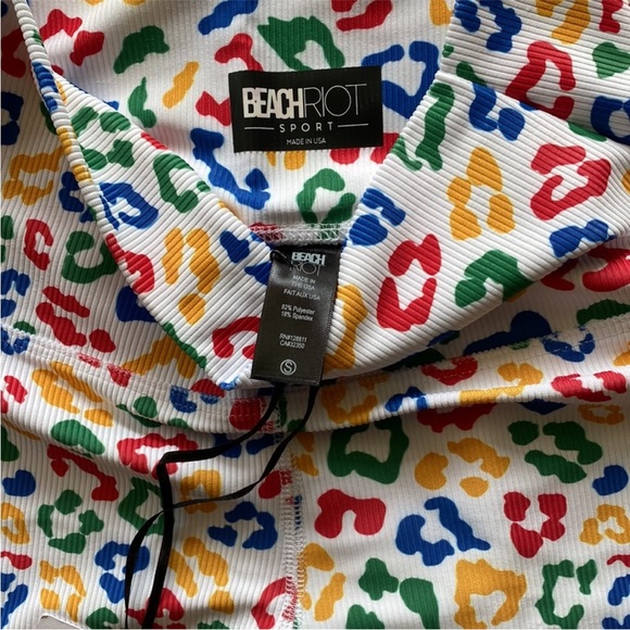 NWT Beach Riot Ayla Ribbed Rainbow Leopard Leggings - Picture 2 of 3